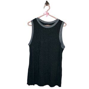 Banana Republic Medium M Dark‎ Gray Silver Shine Trim Knit Shell Tank Top Blouse